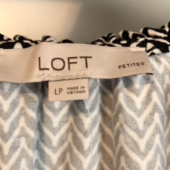 NWT LOFT Womens Dress Sz LP herringbone Smocked Waist Flutter Sleeve Business - Picture 2 of 8